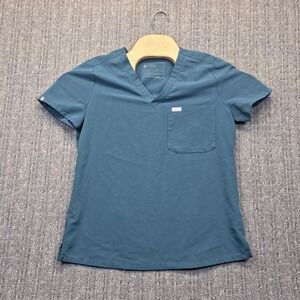 FIGS Catarina One-Pocket Scrub Top Womens Small Teal Blue Stretch Medical Nurse